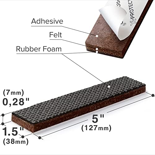 X-PROTECTOR Non-Slip Furniture Pads 8 PC 1.5”x 5” Rubber Furniture Grippers