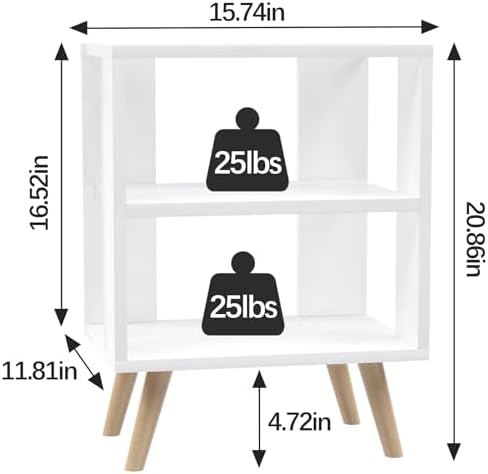 Aenuert Night Stand, White Nightstand, Modern End Table with Open Storage, 2-Tier Bedside Table for Small Space, Living Room, Bedroom