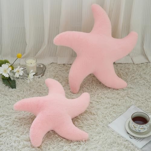 Starfish Pillow, 19.6" Cute Aesthetic Room Decor Accent Pillows, Pink