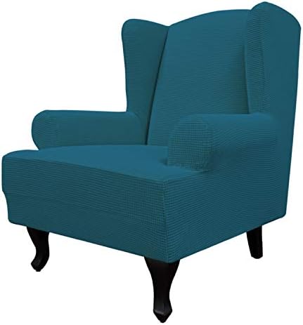 Easy-Going Stretch Large Wingback Chair Sofa Slipcover Peacock Blue