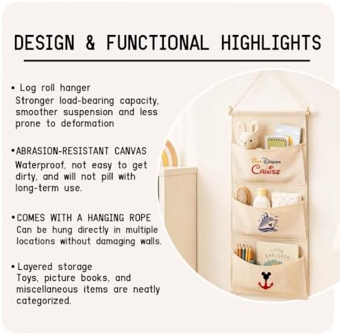 Practical Cruise 3-Pocket Hanging Wall Organizer, Cute Door Pocket Storage