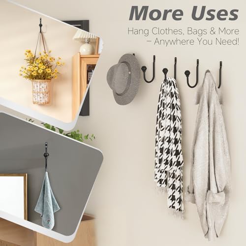 Hion Curtain Holdbacks Black 6pcs, Curtain Tiebacks Wall Mounted Hooks