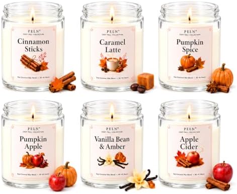 Fall Candles, 6 Pack Fall Scented Candles for Home, Autumn Gift Set