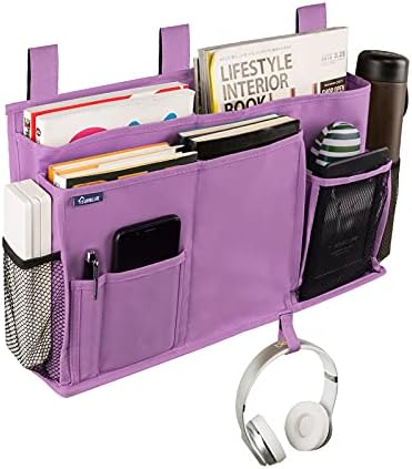 Surblue Caddy Hanging Organizer Bedside Storage Bag for Bunk and Hospital Beds, Purple, L