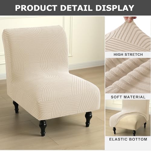 Eco-Ancheng Armless Chair Slipcover Removable Armless Accent Chairs Covers Washable Armless Slipper Chair Slipcover Printed Armless Chair Furniture Protector Covers for Living Dining Room Hotel,21