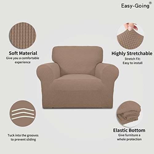 Easy-Going Stretch Chair Slipcover with Arm Washable Camel