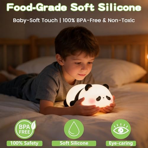FAMIDUO Panda Night Light, Squishy Silicone Dimmable Touch Lamp,Panda Gift