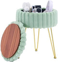 Wimarsbon Vanity Stool with Storage, Faux Fur Ottoman Chair with Metal Legs