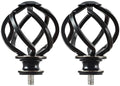 KAMANINA Black Finials for 1 or 7/8 In Curtain Rods, Twisted Cage Design