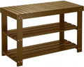 Pipishell 3 Tier Bamboo Shoe Rack Bench for Entryway, Yellow Brown