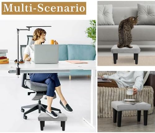 CAROLMADE Ottoman Foot Rest, Velvet Small Ottoman Foot Stool with Legs Modern Footstool Ottomans for Living Room Entryway Office (Velvet-Grey)