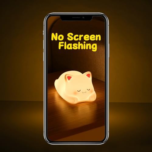 LOVERUIS Cute Night Light for Kids Cat Night-Light Baby Girl Squishy NightLight 1/3 Hour Timer Kitty Light Dimmable Nursery Lamp Colorful Nightlight Gift for Kid Toddler Kawaii Bedroom (Mimi)