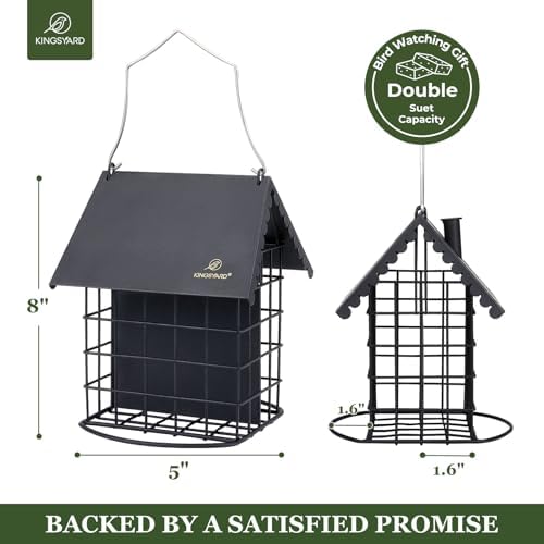 Kingsyard All Metal Double Suet Bird Feeder with Perch