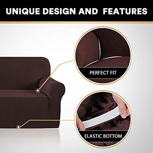 PrinceDeco Couch Covers for 3 Cushion Couch Sofa Pet Friendly Extra Large Couch Cover for Oversized Sofa Washable Furniture Protector Fitted Sofa Slipcovers Stay in Place(XL Sofa, Brown)
