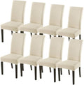 SearchI Dining Room Chair Covers Set of 8, Stretch Jacquard Parsons Chair Slipcovers Super Fit Removable Washable Kitchen Chair Protector Cover for Dining Room, Hotel, Ceremony (Beige Rhombus)