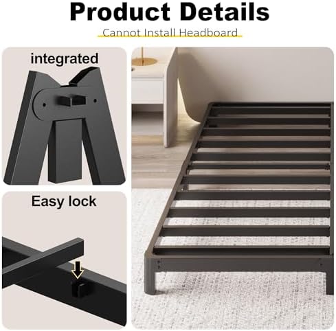 6 Inch Low Profile King Bed Frame with Rounded Corner Legs