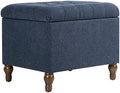 Spatial Order 24" Button Tufted Storage Ottoman - Blue Woven Fabric