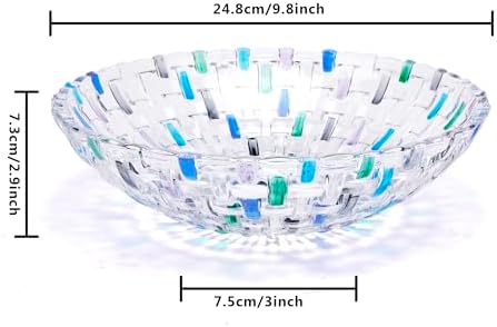 MAGCOLOR Hand Painted Blue Woven Glass Crystal Salad & Fruit Bowl Decoration,Centerpiece For Home,Office,Wedding Decor, Fruit, Snack, Dessert, Server (Blue)