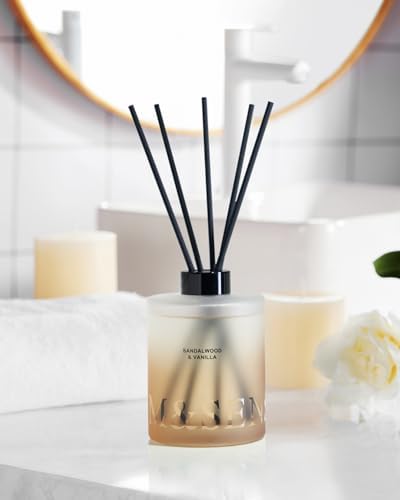 M&SENSE Reed Diffuser, Sandalwood Vanilla, 17 oz Natural Essential Oil