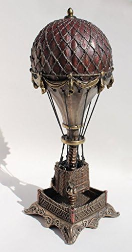 Veronese 12 1/4 Inch Steampunk Hot Air Balloon Clock Cold Cast Resin Bronze Finish Sculpture