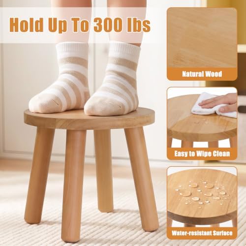 Solid Wooden Stool, Plant Stand, Step Stool,Small Round Stool,Walnut, 9" H