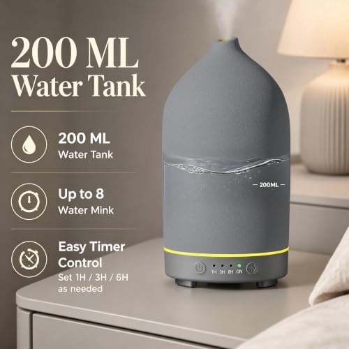 Gooamp 200ML Ceramic Essential Oil Diffuser for Home, Stone Diffuser