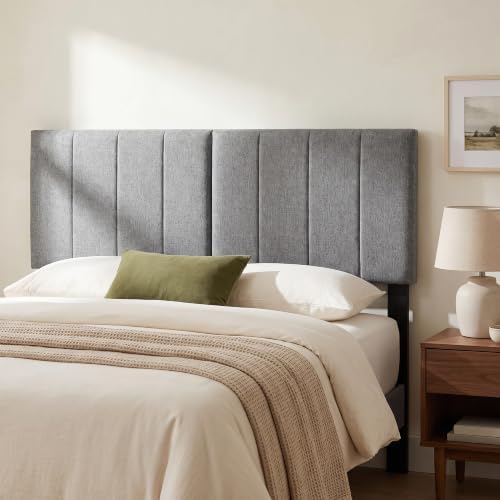 KOMFOTT Linen Upholstered Headboard for Full & Queen Size Bed, Dark Grey