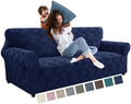 JIVINER 1 Piece Couch Cover for 3 Cushion Couch, High Stretch Sofa Covers with Elastic Bottom, Washable Sofa Slipcovers for Dog, Pets Feature Geometrical Jacquard Fabric (Sofa, Navy Blue)