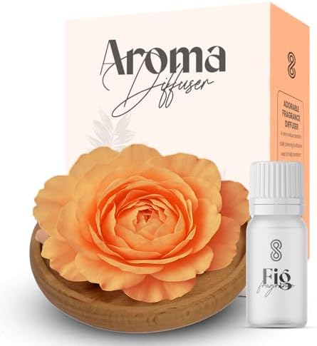 Aroma Diffuser Diatomite Tree Peony Flower Oil Diffuser with Aromatherapy Fragrant Oil Diffusers for Home, Room Decor Fig Fragrance 10 ML (Diatomite Tree (Orange))