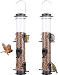 MIXXIDEA 2PK Metal Bird Feeders with 6 Feeding Ports,Tube Bird Feeder with Steel Hanger,Hard Plastic Wild Bird Feeder for Outdoors Hanging, Attracting Birds in Your Lawn, Garden, Balcony (Coffee)