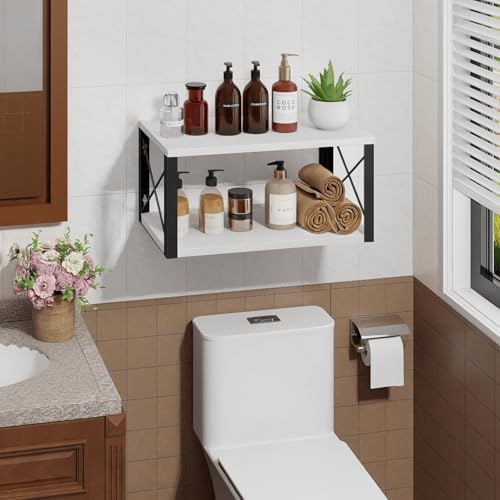 Homode Floating Night Stand, Modern Bedside Shelf Wall Mount, White