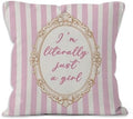 Preppy Pink Striped Girl Nursery Throw Pillow Cover 18x18, I'm Literally Just a Girl Decorative Pillow Covers for Girls Room Bedroom Dorm, Girly Pink Aesthetic Accent Pillows Cover Pillowcases