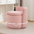 WUTUTUEE Large Velvet Vanity Chair with Storage, 360° Swivel Makeup Chair with Wave Back, No Assembly Small Accent Stool for Bedroom, Dressing, Living Room, Pink