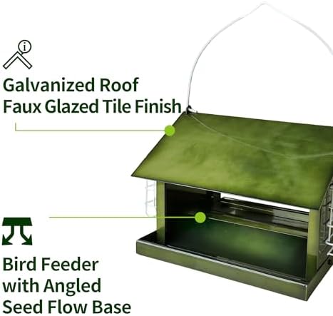 Solution4Patio All Metal Outdoor Dual Suet Cake Hopper Bird Feeder, Green