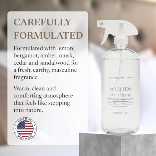 Hillhouse Naturals - Linen Spray - Made in the USA - Woods Scent - 1 L