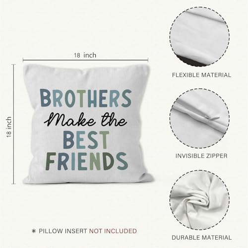 Boys Room Throw Pillow Cover 18x18, Brothers Make the Best Friends Decorative Pillow Covers for Kids Toddler Boy Nursery Room Bedroom Playroom, Playroom Accent Pillows Cover Pillowcases