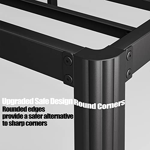 Hunlostten 12" Heavy Duty Twin Bed Frame No Box Spring Needed, Metal Platform Bed Frame Twin with Round Corners, Easy Assembly, Noise Free, Black