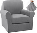 Turquoize 2 Piece Chair Covers Chair Slipcovers for Living Room Small Armchair Chair Cover with Arms Washable Furniture Cover for Chairs Feature Thick Jacquard Fabric (Small Armchair, Dove)