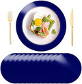 KesaPlan 100PCS 13in Round Blue Placemats, Disposable Paper Chargers Plate