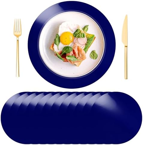KesaPlan 100PCS 13in Round Blue Placemats, Disposable Paper Chargers Plate