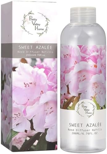 Reed Diffuser Refill, Sweet Azalee Reed Diffuser Oil Natural Scented Essential Oil Refill Home Fragrance for Bathroom, Bedroom, Office Decor 200ml
