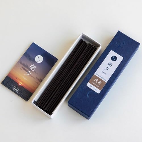 Asayu Japan Agarwood Incense Sticks, Low Smoke Japanese Incense, 20g