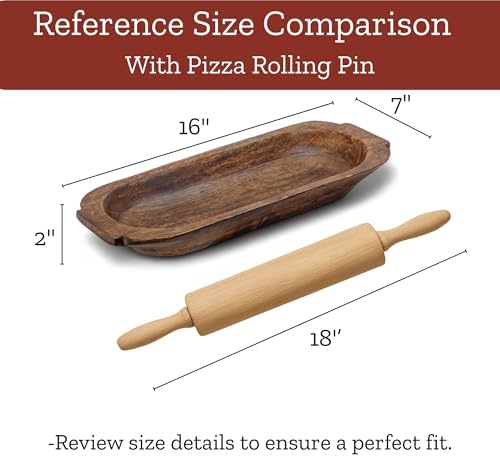 Mie Creations 16'' Large Wooden Dough Bowl for Decor, Rustic Centerpiece