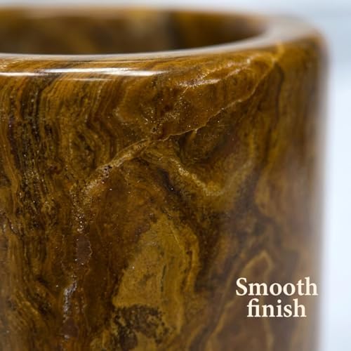 Handmade Marble Utensil Holder for Kitchen Countertop Storage | Multipurpose Organizer for Spatulas, Office Supplies, & Wine Chiller (Multi Brown)