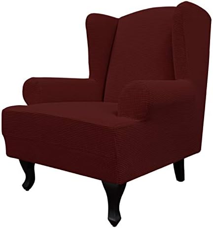 Easy-Going Stretch Large Wingback Chair Sofa Slipcover Wine