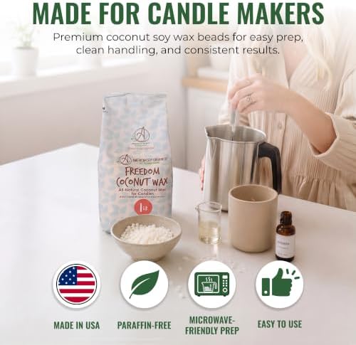 American Soy Organics Freedom Coconut Soy Wax Beads, Candle Wax, 1 lb