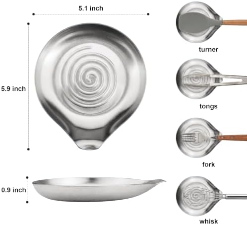 VanlonPro Kitchen Stainless Steel Spoon Rest for Multiple Utensils, Silver