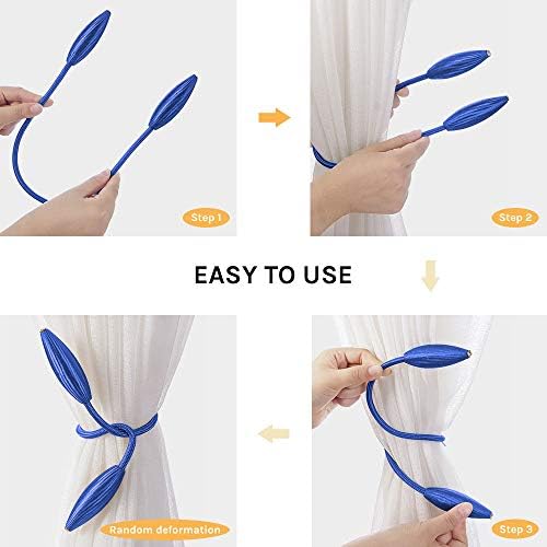 NICEEC 2 Pack DIY Curtain Tiebacks Clips Crystal Decorative Creative Twist Drape Tie Backs European Style Random Modelling Curtain Holdbacks for Home Kitchen Office Window Drapery (Royal Blue)
