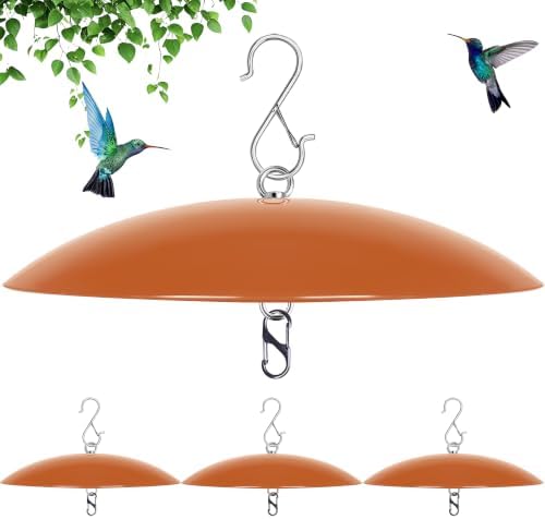 13" Hummingbird Feeder Shade Cover,Bird Feeder Dome Rain Guard,Smart Bird Feeders Umbrella,Squirrel Proof for Shepherd's Hook Outdoors (Terracotta), 4 Pack