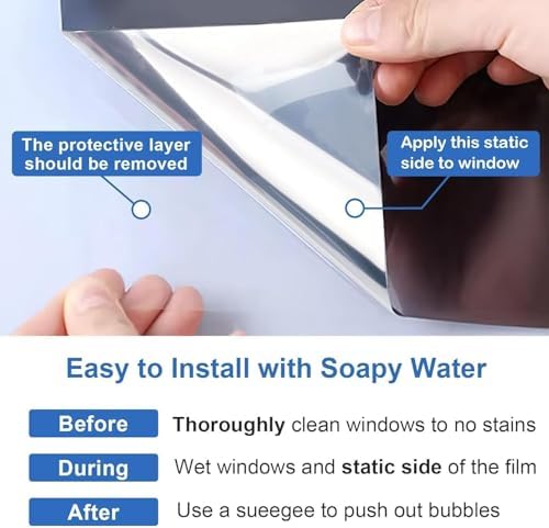 Upgraded One Way Window Privacy Film Sun Heat Blocking, 29.5" x 157.4"